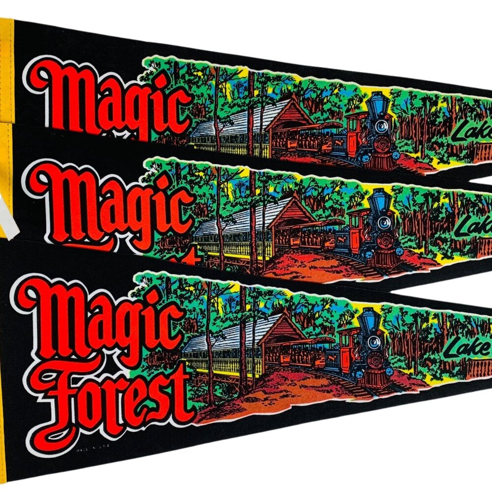 Vintage Magic Forest Amusement Park Lake George NY Black Pennant | 2 LEFT! - Picture 3 of 9